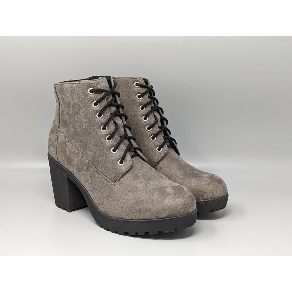 Unr8ed Women’s Suede Boots Gray Zippered 3” Heels Ankle Booties Size 11 M